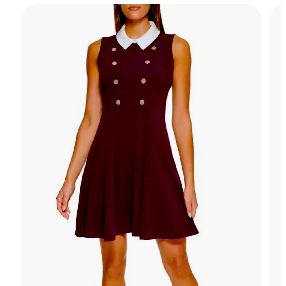 đź‘—Tommy Hilfiger Women's White Collar Fit and Flare .Purple Sleeveless Dress . - Picture 1 of 8